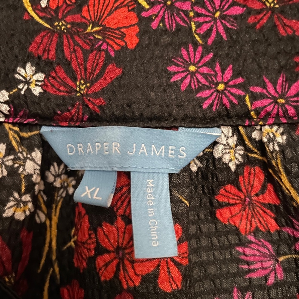 Draper James Floral Blouse - Black, Red, Pink - Picture 3 of 4
